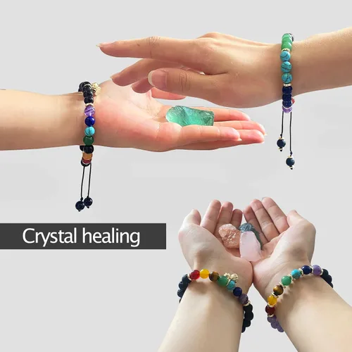 Miniatura 3 de 7 Chakra Bracelet Real Crystal Stone Beads Essential Oil Set Yoga Meditation Protection Lava Rock Jewelry Gifts for Women Men
