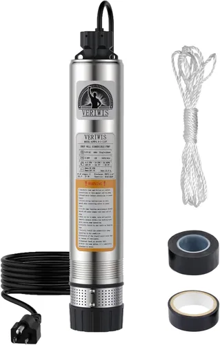 Bomba de Tanque Séptico 4" Sumergible Cisterna de Efluentes Bomba de Pozo Profundo con Fondo Resistente a Obstrucciones 33FT UL Cord Acero