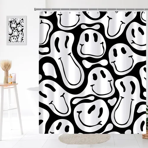 Miniatura 10 de Decoración de baño hippie retro, cortina de ducha de vaca y fresa, tela de poliéster impermeable, 72 x 72 pulgadas, albaricoque