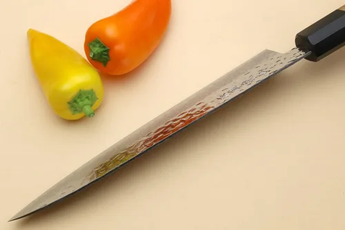 Miniatura 6 de Yoshihiro VG-10 Cuchillo de chef japonés Gyuto de Damasco martillado de 46 capas (mango de ambrosía octogonal) (7 pulgadas (7.087 in)