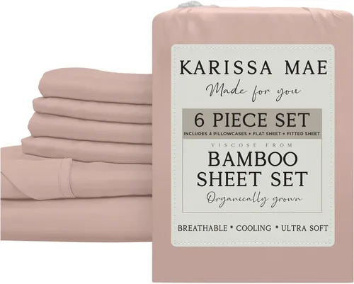 Miniatura 70 de KARISSA MAE Juego de sábanas tamaño individual de viscosa de bambú refrescante, 100% cultivadas orgánicamente, bolsillo profundo de 18 pulgadas