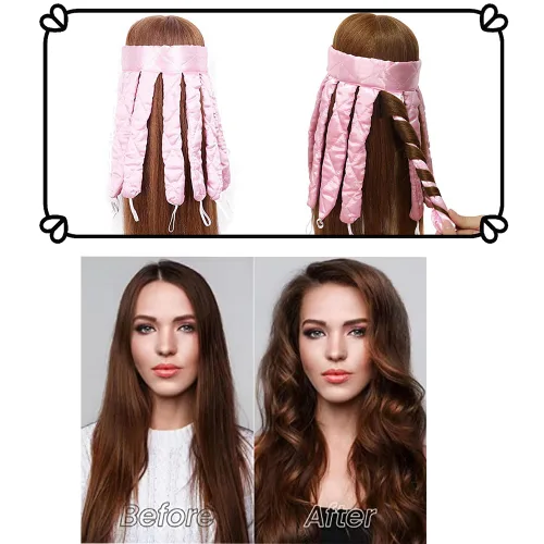 Miniatura 7 de Diadema rizadora de cabello sin calor para mujeres y niñas, material de satén suave, amigable con la piel, rizos de cabello sin calor para cabello