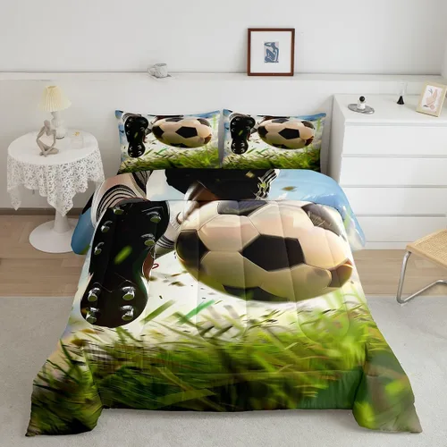 Miniatura 25 de Juego de edredón de baloncesto, juego de ropa de cama con citas inspiradoras para niños y niñas, relleno de edredón de pelota deportiva, edredón