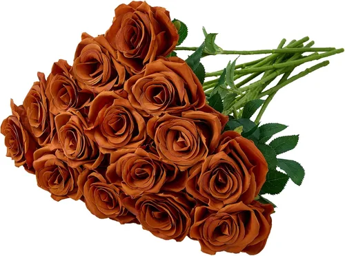 Miniatura 35 de Carlita's Blooms 15 piezas Rosas Falsas Flores Artificiales de Seda Flor Rosa Falsa Tallos Largos Ramo para Arreglo Centro de Mesa de Boda Fiesta