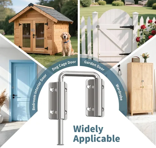 Miniatura 7 de Cerradura de puerta corredera con asa mejorada, cerradura multi-ángulo en forma de U de 2.38" para puerta corredera de granero de 90/180 grados, 1