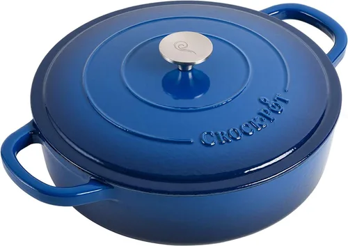 Miniatura 11 de Crock Pot Artisan - Cacerola de hierro fundido esmaltado con tapa, 5 cuartos de galón, azul aguamarina