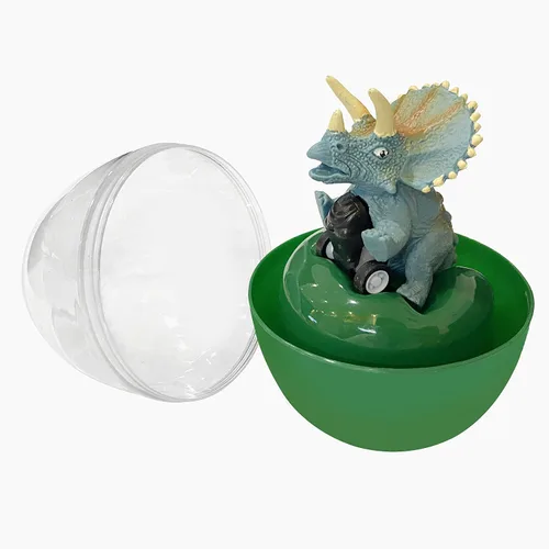 Miniatura 4 de Paquete de 4 huevos jumbo con dinosaurio para tirar hacia atrás, vehículos de dinosaurio, juguetes en el interior para niños y niñas, cesta