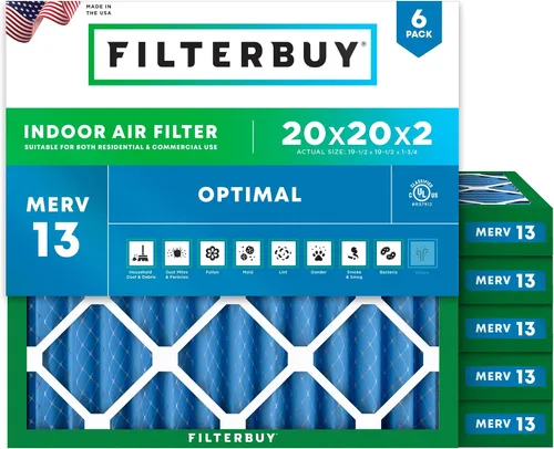 Miniatura 65 de Filterbuy Filtro de aire MERV 13 de 8 x 14 x 1 pulgadas para defensa óptima contra el humo y la alergia (paquete de 6), repuesto de filtros