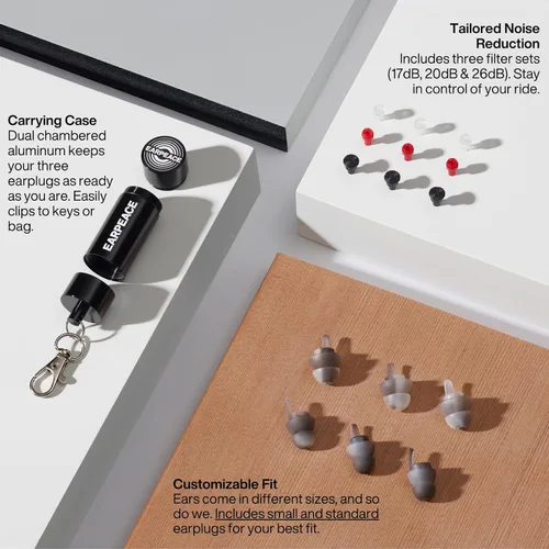 Miniatura 5 de EarPeace Tapones para los oídos para motocicleta, reutilizables, de alta fidelidad para moto, protección auditiva para deportes de motor, trabajo