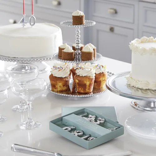 Miniatura 2 de Mariposa Servidor de cupcakes de 3 niveles con perlas
