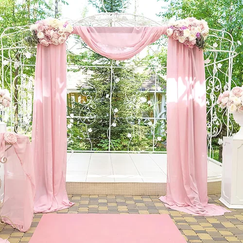 Miniatura 14 de Tela drapeada para arco de boda, 6 paneles de tela de gasa blanca, cortinas de telón de fondo transparente de 6 yardas para decoración de baby Blanco