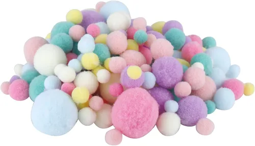 300 pompones para manualidades, varios tamaños y colores, pompones de alta elasticidad, material creativo para manualidades (dragón de Marca)