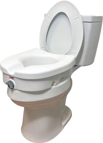 Carex Health Brands Carex E-Z Lock - Asiento de inodoro elevado con cerradura, añade 5 pulgadas a la altura del inodoro, asiento de inodoro para