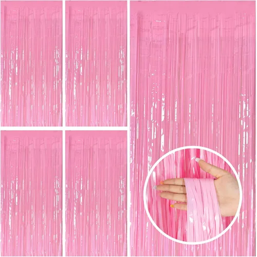 Miniatura 47 de Paquete de 2 cortinas de serpentinas negras para fiestas, telón de fondo de flecos de oropel de papel de aluminio, decoraciones para fiestas
