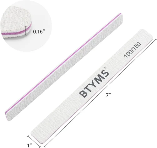 Miniatura 2 de BTYMS 30 unidades de limas de uñas de grano 100/180 y pulidoras profesionales de doble cara, herramienta de manicura para uñas acrílicas