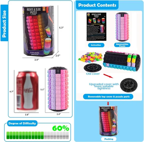Miniatura 6 de R.Y.TOYS Juguete para ansiedad, rompecabezas de cubo mágico, rompecabezas de cerebro para adultos, juego de mano inquieto de lógica giratoria