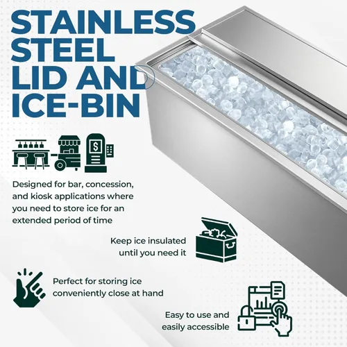 Miniatura 2 de Baúl de hielo comercial de acero inoxidable de 18 x 12 pulgadas, pozo de hielo aislado para servicio de bebidas