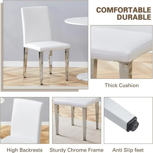 Miniatura 5 de Juego de mesa de comedor de cristal moderno de 71 pulgadas para 6, juego de mesa de comedor de 7 piezas con sillas y mesa de vidrio templado