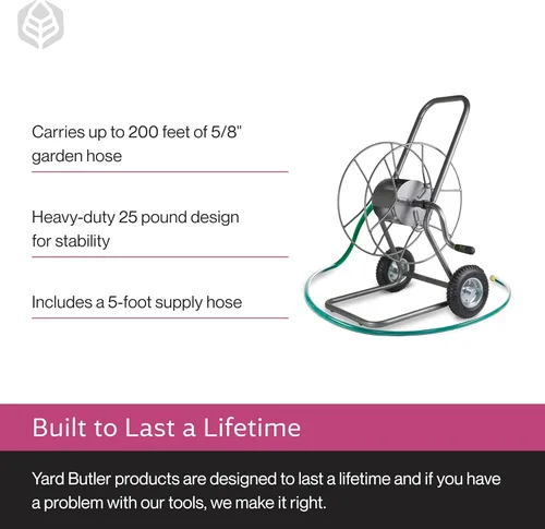 Miniatura 5 de Yard Butler Camión de manguera de jardín, carrito de soporte de manguera de agua resistente, construcción de acero con recubrimiento en polvo