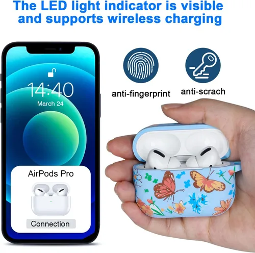 Miniatura 4 de Funda para Airpods Pro de mariposa, funda de silicona suave y bonita para Airpods Pro para mujeres y niñas con llavero para funda de carga de Apple