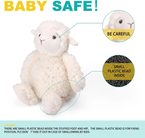 Miniatura 3 de LotFancy Peluche de cordero, peluche suave de cordero de 12 pulgadas, lindos peluches para niños, niñas, bebés, baby shower, Pascua, decoración