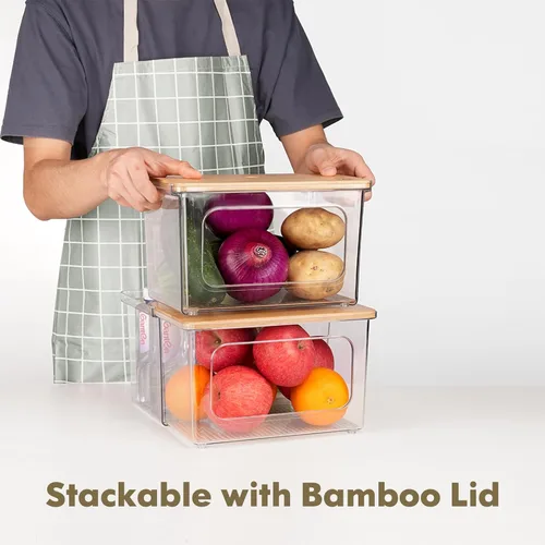 Miniatura 6 de iCASA Soporte dispensador de bolsas de basura – Organizador de acrílico 2 en 1 para debajo del fregadero, contenedor de bolsas de basura con tapa
