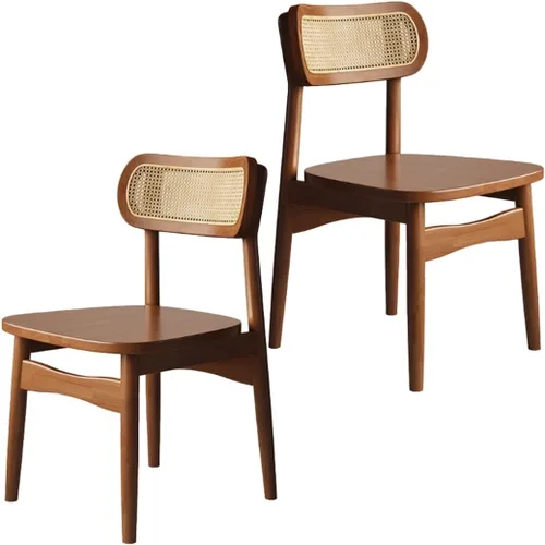 Miniatura 15 de YVYKFZD Solid Wood Dining Chairs Set, Armless Kitchen Chairs, Dining Room Chair with Rattan Backrest, Comfy Side Chair, for Living Room, Bedroom