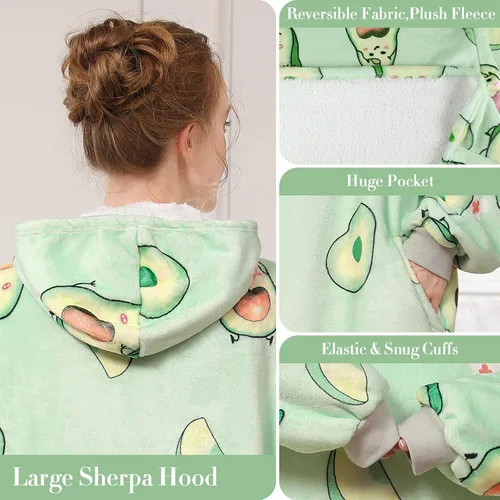 Miniatura 4 de LetsFunny Sudadera con capucha estilo cobija, súper suave, cálida y acogedora, con bolsillo gigante, de sherpa y forro polar, para mujeres, hombres