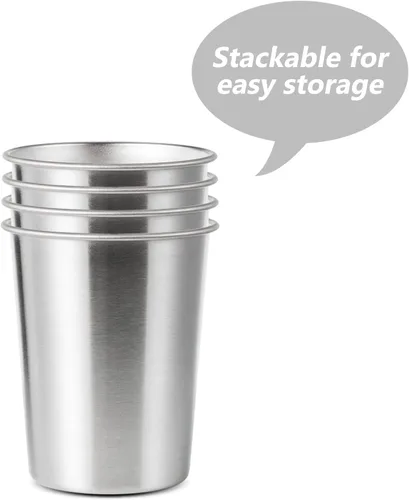 Miniatura 3 de 4Pack 6oz Vasos de acero inoxidable pequeños, sin BPA, vasos de metal saludables de pinta para niños (plateado, 170ml/6oz)
