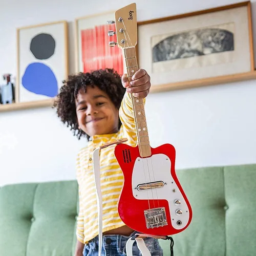Miniatura 7 de Loog - Guitarra eléctrica mini para niños principiantes con amplificador incorporado, a partir de 3 años, aplicación de aprendizaje y lecciones Verde