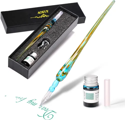 Miniatura 7 de Juego de bolígrafos de inmersión de vidrio, bolígrafo de caligrafía, bolígrafo de firma de cristal para arte, escritura, firmas, decoración y regalo