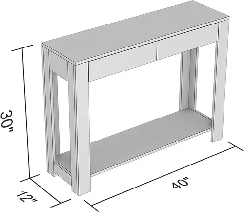 Miniatura 3 de Safdie & Co. - Mesa consola de color gris pardo oscuro con estante, mesa de pasillo rectangular con cajones, uso como mesa de entrada, escritorio
