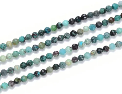 Miniatura 23 de Adabele Cuentas redondas facetadas pequeñas de 0.118 in con piedras preciosas de amazonita azul natural de 15 pulgadas