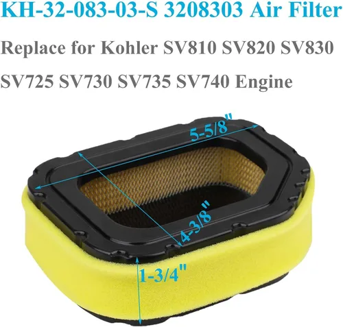 Miniatura 2 de KH-32-083-03-S Kit de Filtro de Aire, 3208303 Compatible con Kohler SV710 - SV740 Cub Cadet lt1045 lt1046 lt1050, Reemplaza 32 083 03 32-883-03-S1