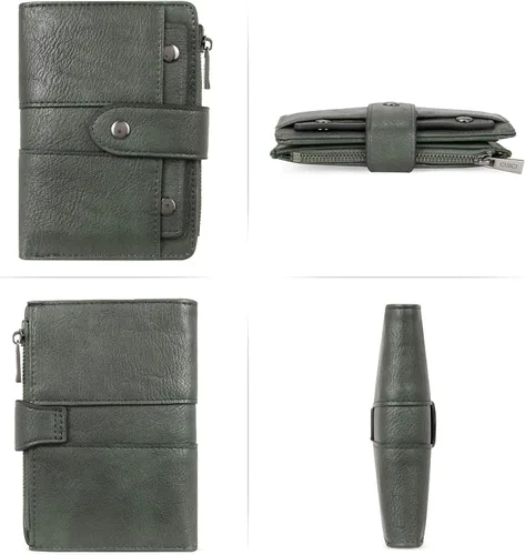 Miniatura 5 de CLUCI Cartera pequeña para mujer, de cuero, plegable, multitarjeta, organizador de diseñador, moneda con cremallera y ventana de identificación