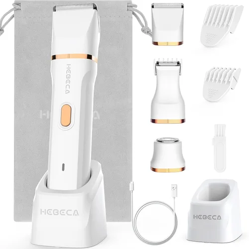 Miniatura 9 de HEBECA Recortadora de bikini para mujer, maquinilla de afeitar eléctrica 3 en 1 para mujeres con recortadores faciales y afeitadora íntima