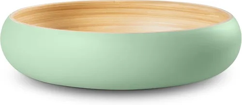 Miniatura 8 de LEXA Frutero de bambú para encimera de cocina, 12 pulgadas grande y redondo, cuenco de fruta de madera lacada artesanal o cuenco para dulces, cesta
