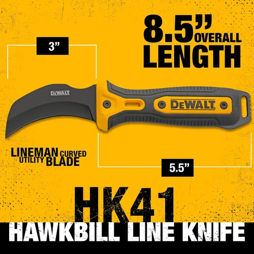 Miniatura 5 de DEWALT Cuchillo de Línea Hawkbill – Cuchillo de Hoja Fija para Despegar Cables para Trabajos Eléctricos y Corte Utilitario para Electricistas