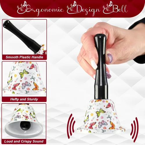 Miniatura 4 de Home-X Campana de llamada de mano de mariposa – timbre con asa para escuela, aula, boda, escritorio de servicio, meditación, para enfermos