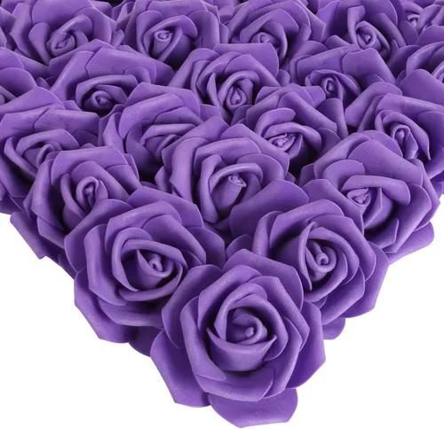 Miniatura 17 de IPOPU 100 unidades de rosas artificiales de aspecto real, rosas falsas de color rosa bebé, rosas de espuma rubor para centros de mesa de boda, Rosa