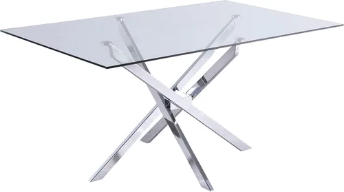 Meridian Furniture Xander Collection Modern | Mesa de comedor contemporánea de vidrio templado con base de metal duradera, 60 pulgadas de ancho x 36