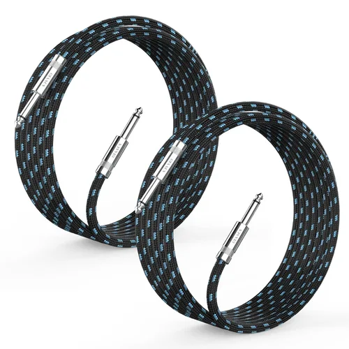 Miniatura 10 de Cable de guitarra de 10 pies, cable de instrumento profesional para guitarra eléctrica, cable AMP, cable TS de 1/4 de pulgada para guitarra, bajo