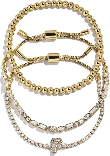 Miniatura 33 de BaubleBar Juego de pulsera Pisa para mujer, tres pulseras de cuentas chapadas en oro, joyería de moda, regalo de moda