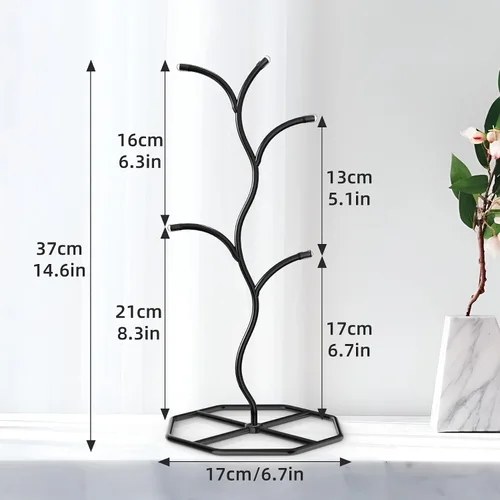 Miniatura 2 de Beesini 2 paquetes de soportes para tazas de café en forma de árbol, soporte de metal para tazas, estante decorativo para tazas, árbol de tazas