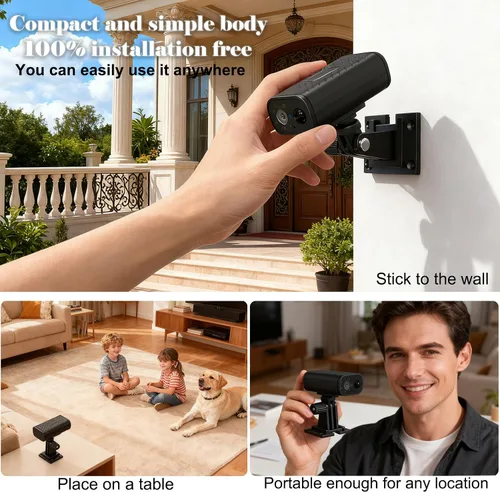 Miniatura 3 de W9 Mini Cámara Impermeable para Cada Rincón, Duración de Batería Sin Cables a Juego, Cámaras de Seguridad Inteligentes Compactas para Hogar 4K