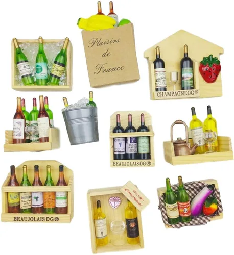 Miniatura 9 de 10 unids/set creativo estereoscópico botella de vino serie nevera imán nevera etiqueta magnética Home Deco imán accesorios de cocina (madera)