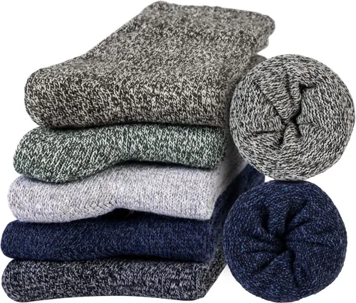 Miniatura 2 de 5 Pairs Wool Socks for Women Gifts Winter Warm Thick Knit Cabin Cozy Crew Socks