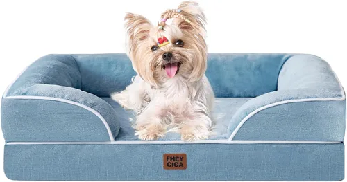 Miniatura 95 de EHEYCIGA - Cama ortopédica para perro grande, impermeable, de espuma viscoelástica y espuma tipo caja de huevos, bordes elevados, antideslizante