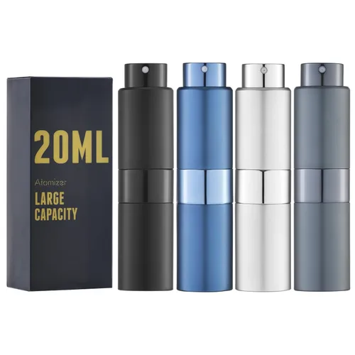 Miniatura 8 de Atomizador de perfume de 0.7 fl oz, botella de spray de colonia de viaje, mini dispensador de rociador vacío (negro, 4PCS)