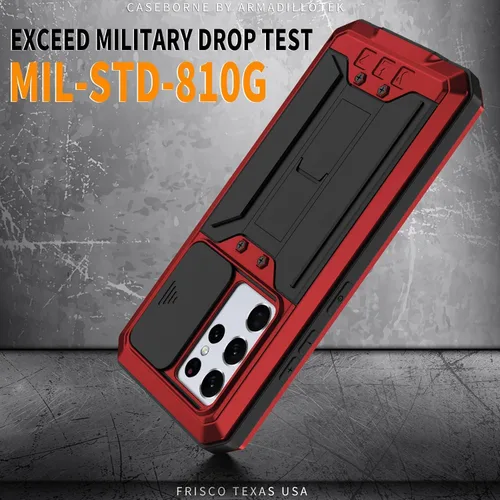 Miniatura 3 de Compatible con Samsung Galaxy S21 Ultra 5G, aluminio metal Gorilla Glass a prueba de golpes militar resistente funda protectora rígida